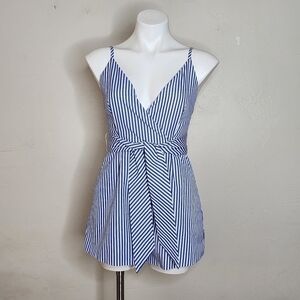 Finders Keepers Blow Your Mind Romper in Blue‎ and White Stripe Size Small